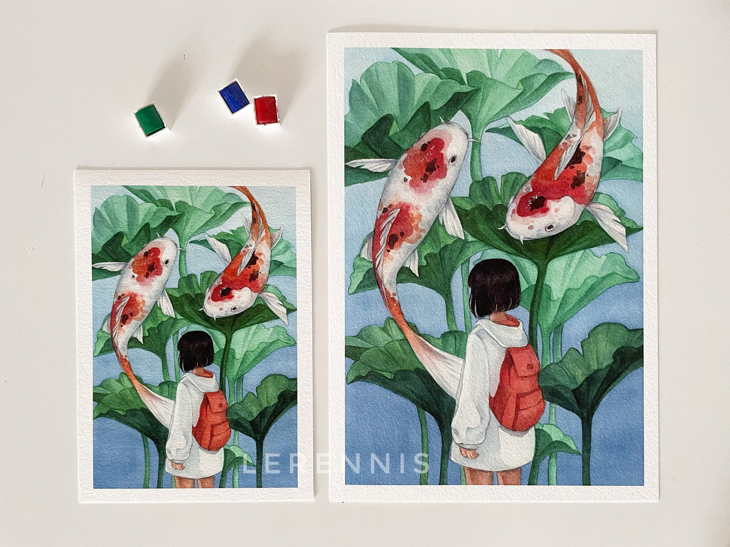 Giant Koi Fish and Lotus Art Print