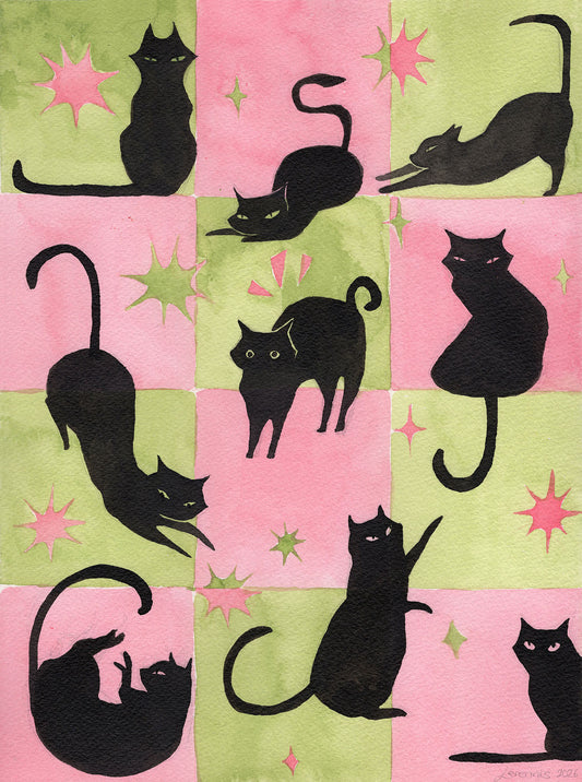 Les Chats Noirs (The Black Cats) Art Print