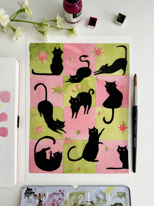Les Chats Noirs (The Black Cats) Art Print