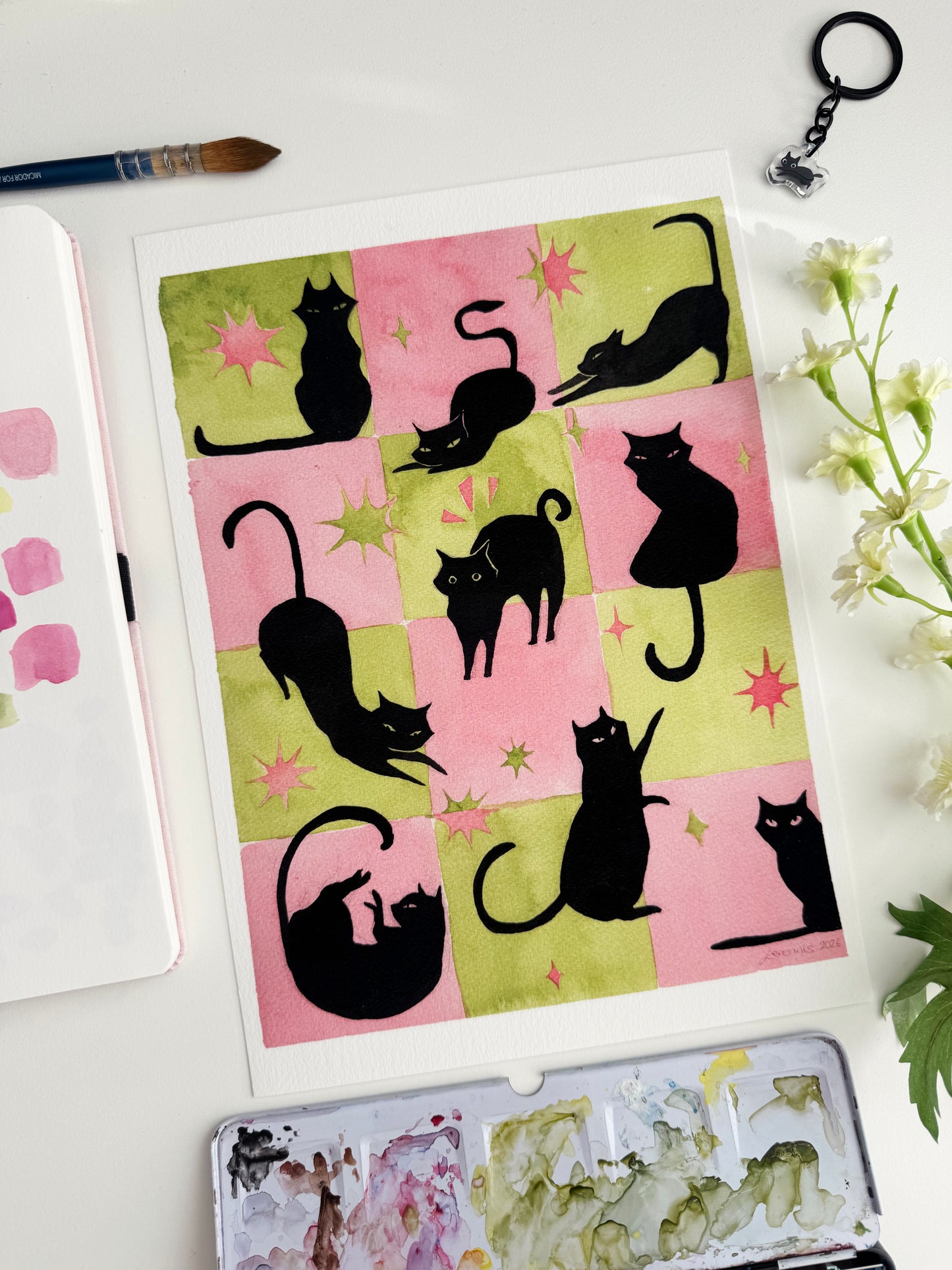 Les Chats Noirs (The Black Cats) Art Print