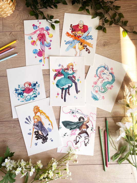 Anime Collection - Original Watercolour Paintings