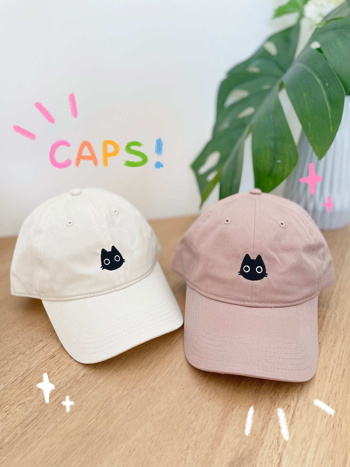 Black Void Cat Cap - White, Hazy Pink