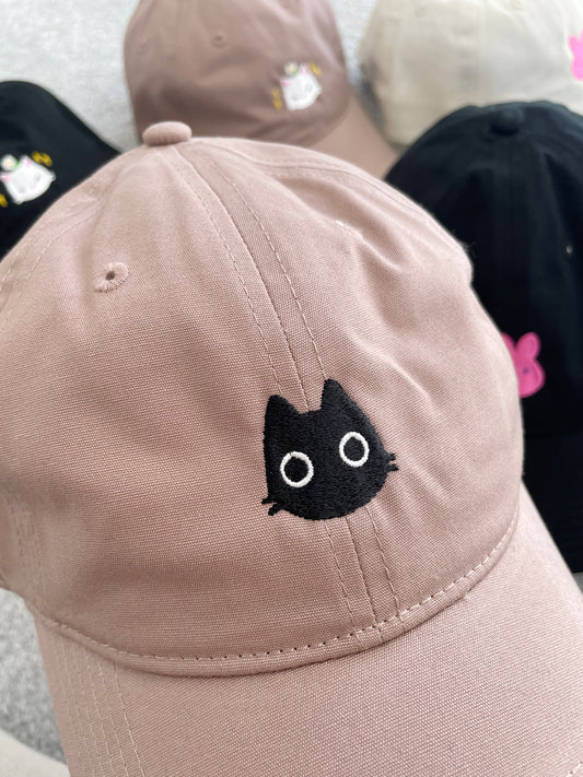 Black Void Cat Cap - White, Hazy Pink