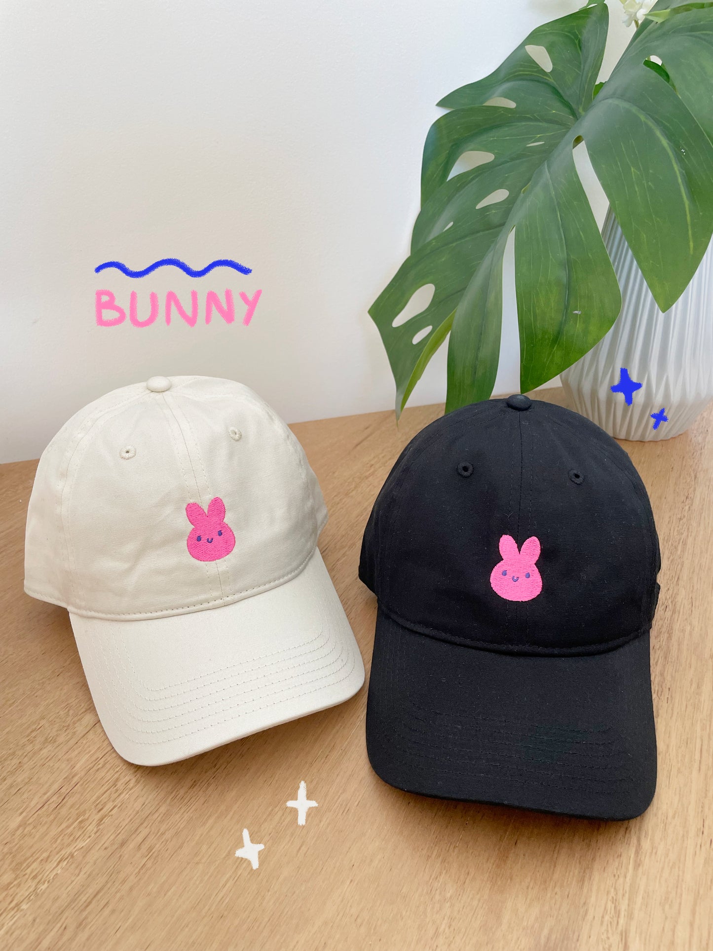 Bunny Cap - White, Black