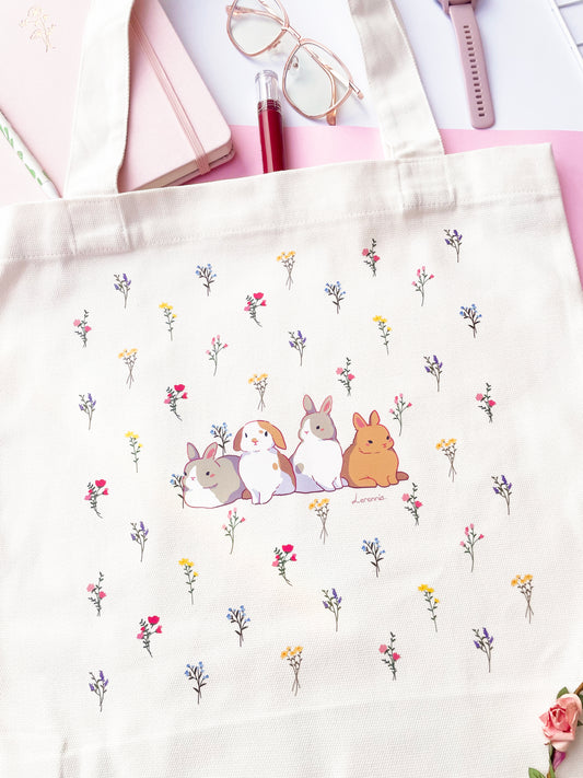 Bunny Floral Tote Bag
