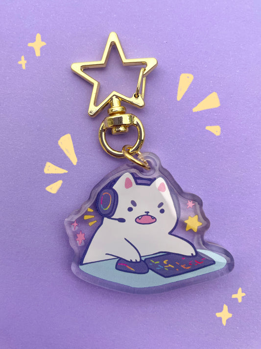 Gamer Cat Keychain