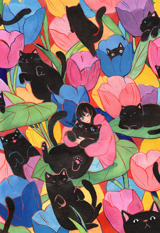 Spring Cats Art Print