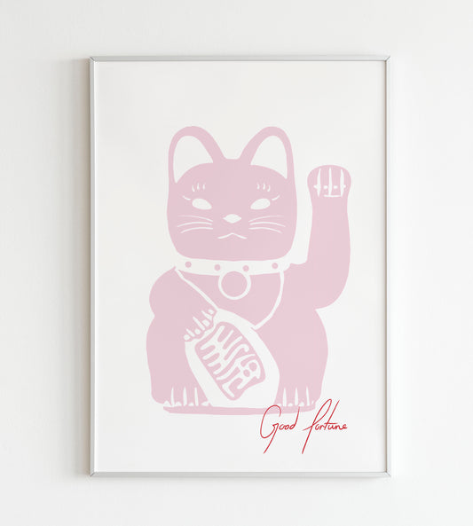 Maneki Neko Lucky Cat Art Print