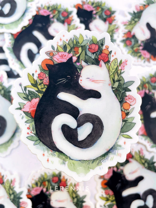 Cats in Love (Cuddling Heart) Sticker