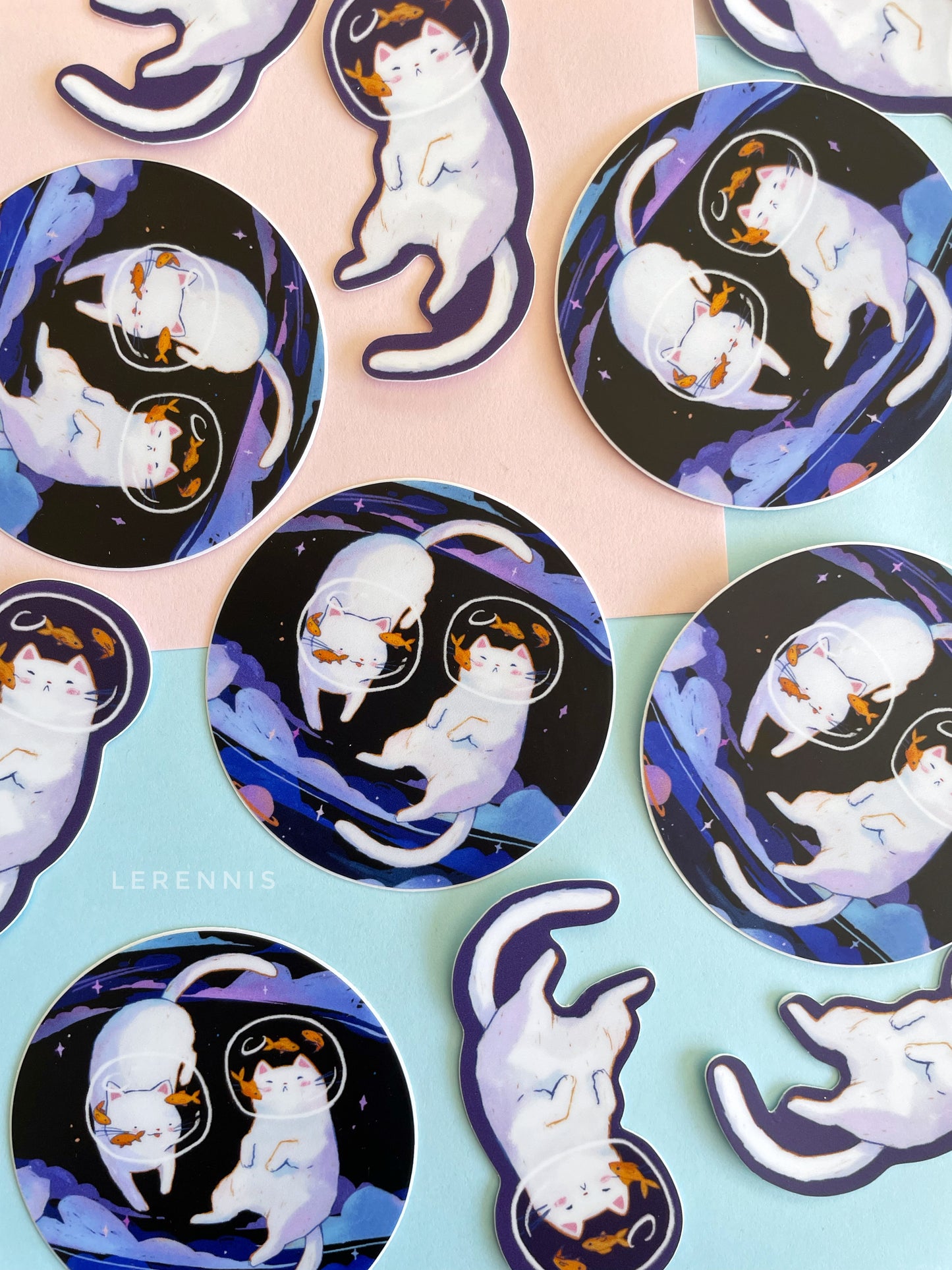 Catstronauts Cats in Space Round Sticker