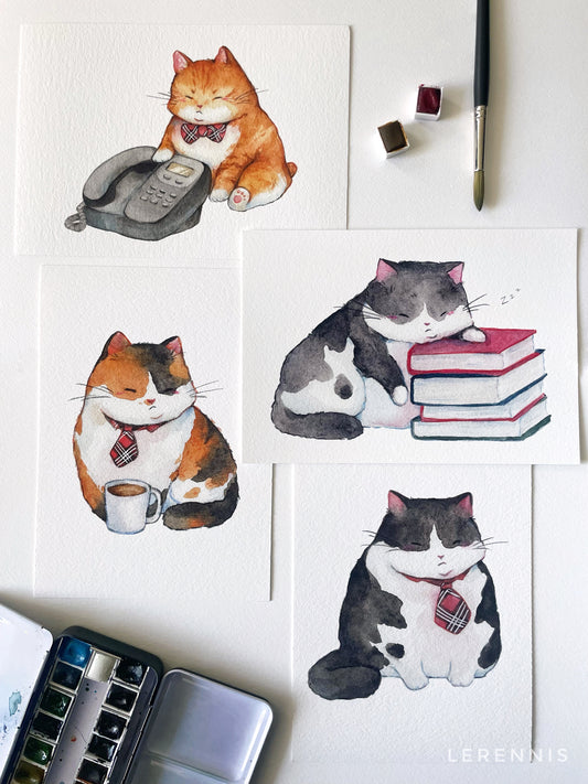 Silly Business Cat Art Print - 4 Styles
