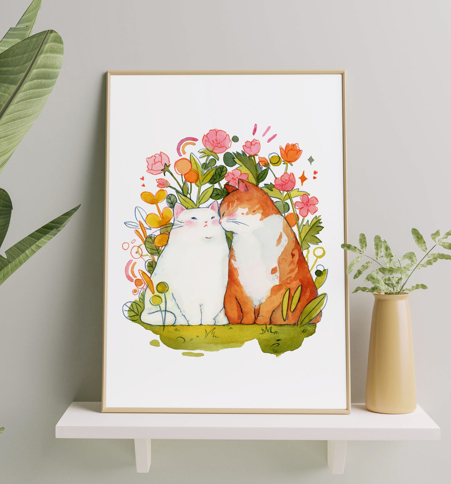 Cats in Love (Kiss) Art Print