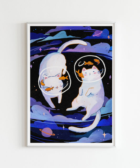 Catstronauts Cats in Space Art Print