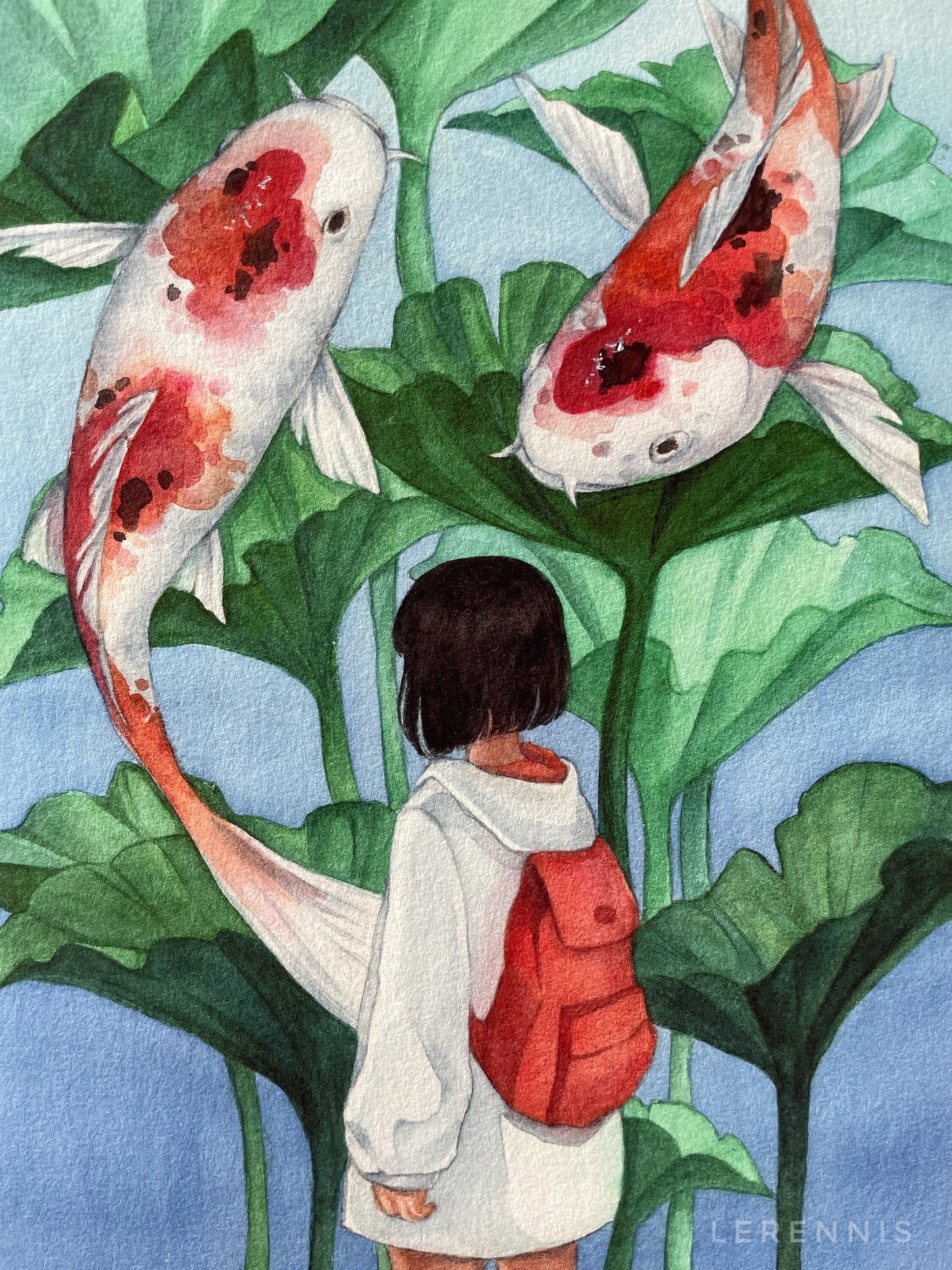 Giant Koi Fish and Lotus Art Print