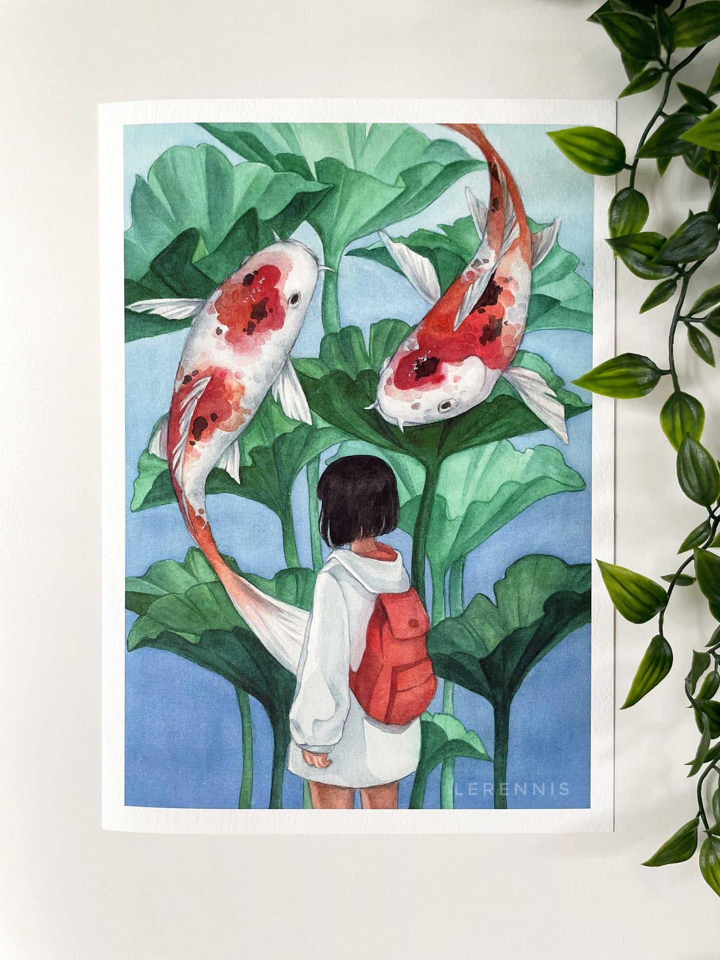 Giant Koi Fish and Lotus Art Print