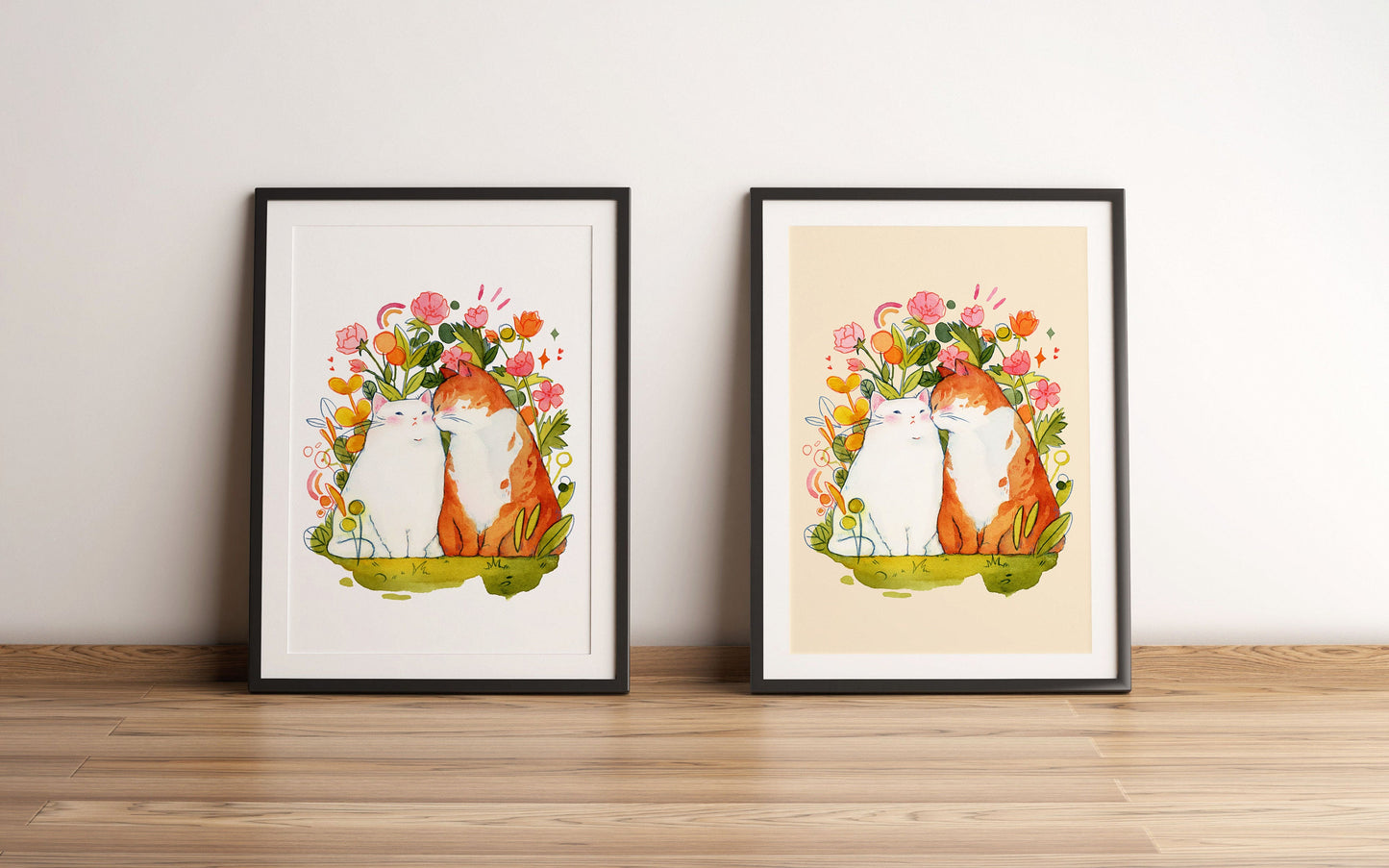 Cats in Love (Kiss) Art Print