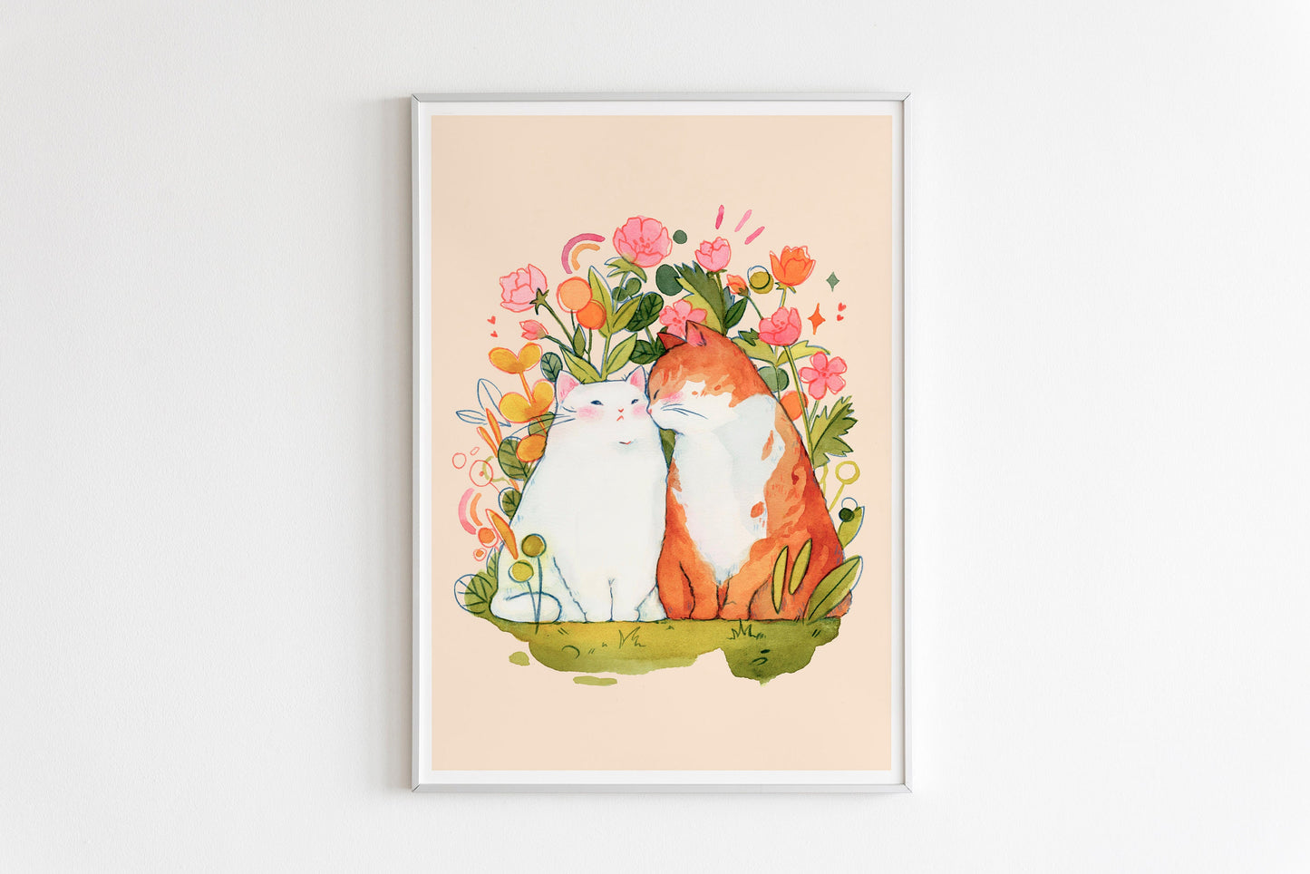 Cats in Love (Kiss) Art Print